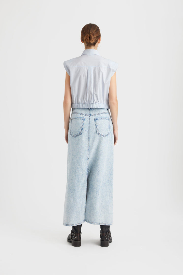 Gestuz - MilyGZ HW long skirt - Mid blue washed Nederdele 