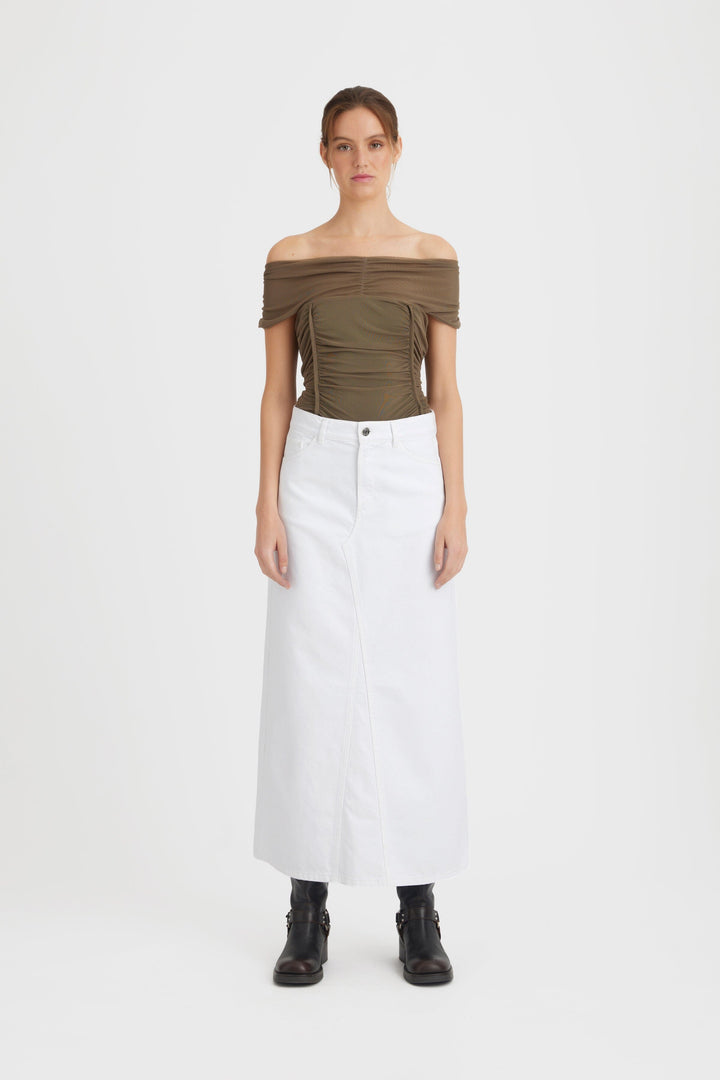 Gestuz - MilyGZ HW long skirt - White wash Nederdele 