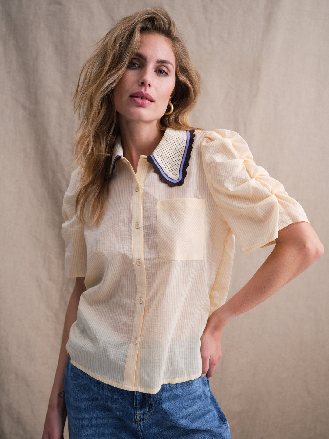 Gossia - Allygo Blouse G2811 - Soft Lemon Stripes Bluser 