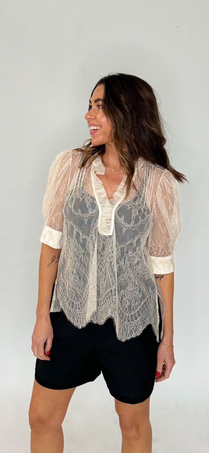Gossia - Amargo Gold Blouse G2514 - Creme Gold Bluser 