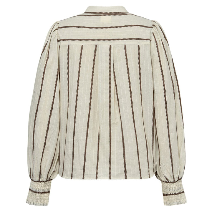Gossia - Annemaigo Jo Blouse G2774 - Off-White/Brown Stripes Bluser 