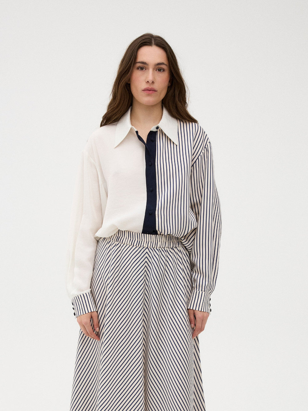 Gossia - Cecilego Shirt G3313 - Navy Creme Stripes Skjorter 