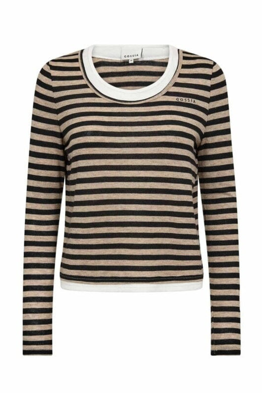 Gossia - Elmago Blouse G3119 - Sand Black Stripes