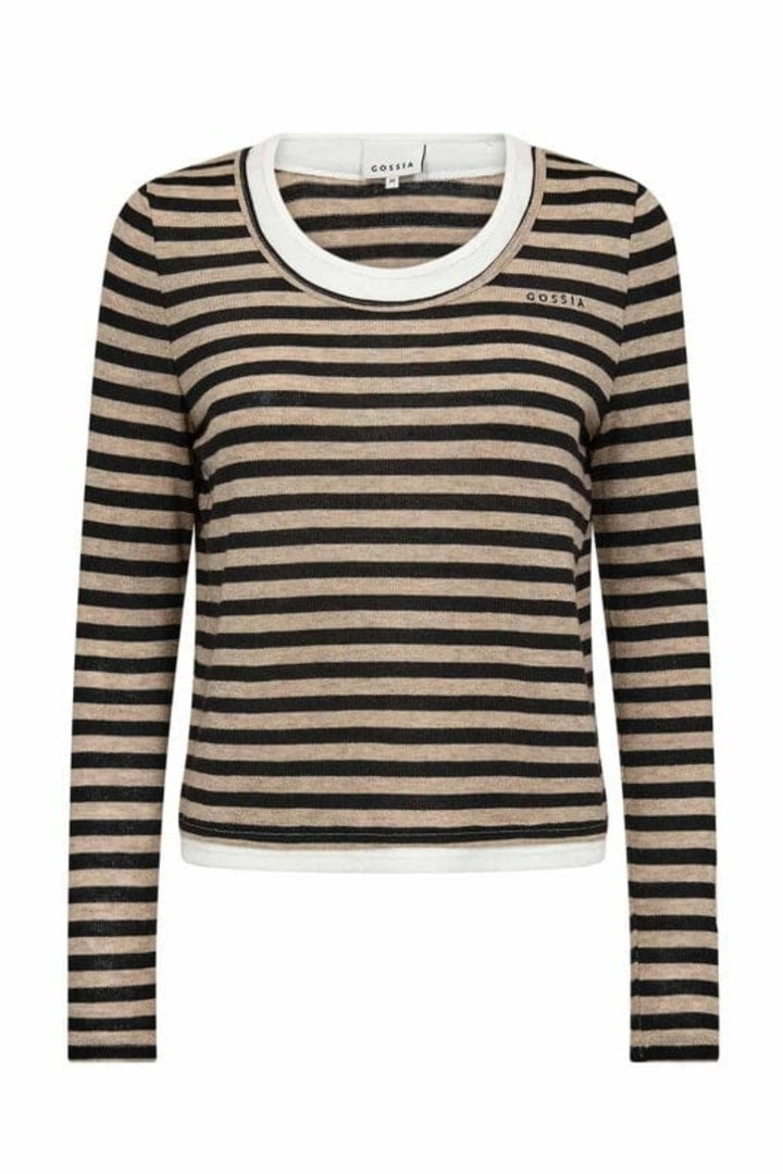 Gossia - Elmago Blouse G3119 - Sand Black Stripes
