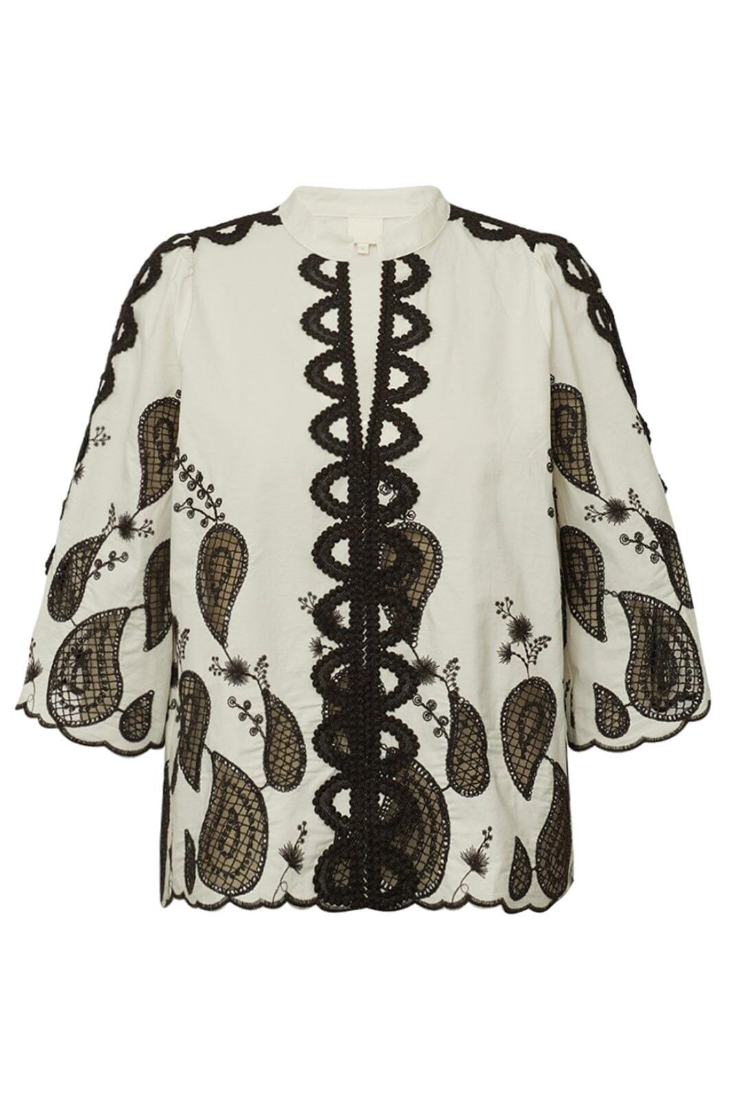 Gossia - Miraago Blouse G2843 - Creme - Brown Bluser 