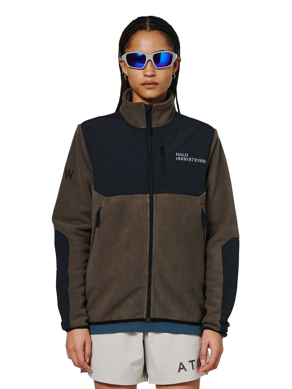 Halo - Blocked Zip Fleece 610209 - 0554 - Major Brown Jakker 