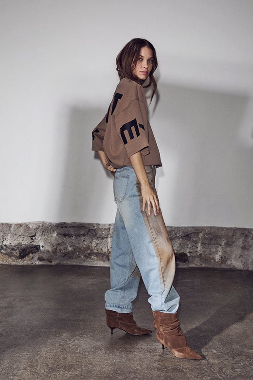 Haute L'Amitié - Barrel Vintage Wash Flip Jeans HL10717 - Bleach Dirt Denim Jeans 