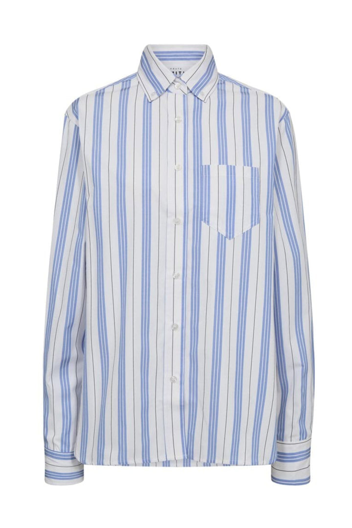 Haute L'Amitié - Button Down Stripe Shirt HL10257 - White Blue Stripe