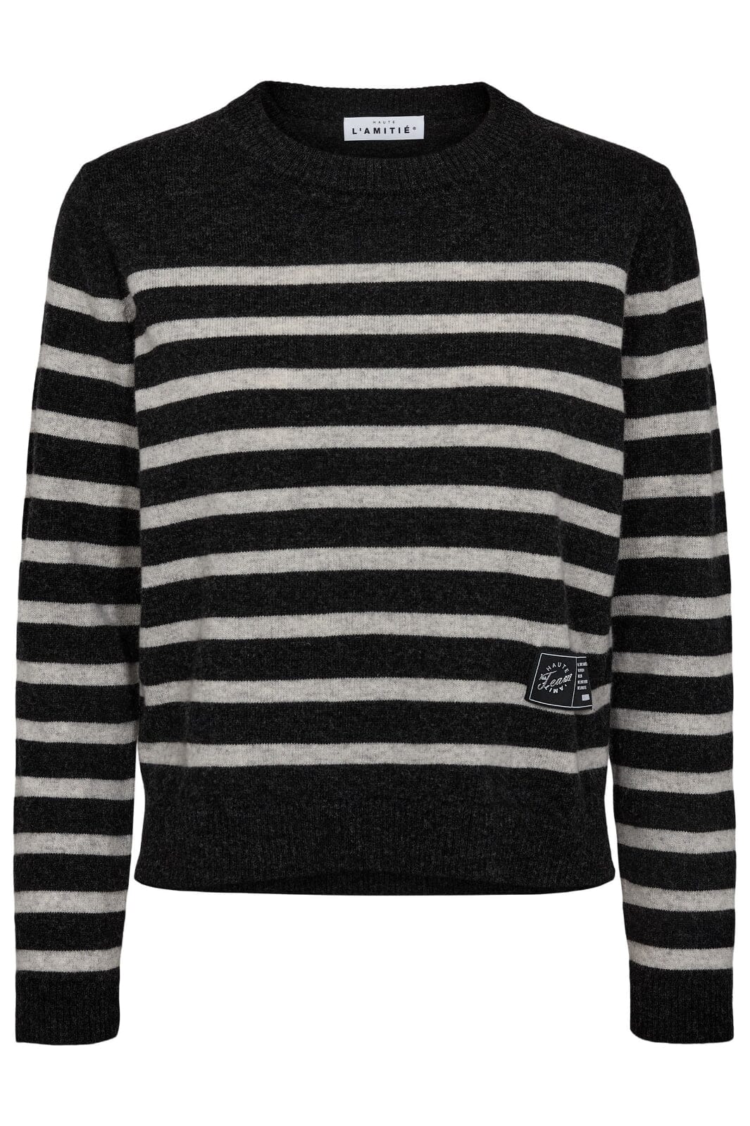 Haute L'Amitié - Cash Stripe Ls O Neck HL10407 - Antracit Melange / Cloud Stripe Strikbluser 