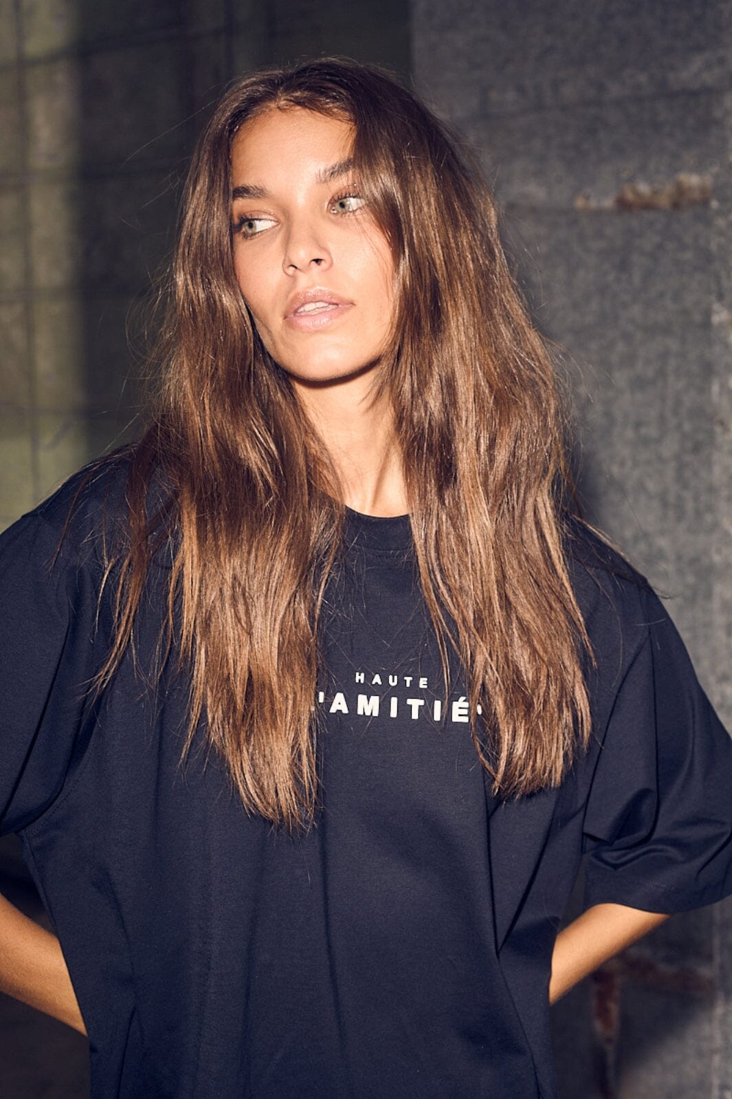 Haute L'Amitié - Crew Rub Print Tee HL10385 - Black T-shirts 
