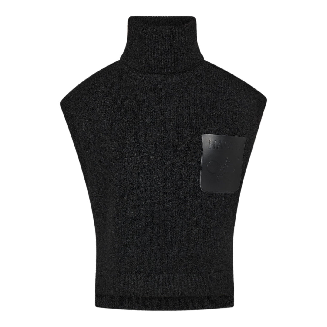 Haute L'Amitié - Darcia Pocket Knit Vest Hl10978 - Black Strikbluser 