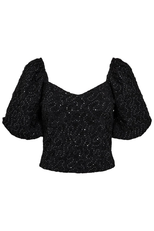 Haute L'Amitié - Dazzy Crease Sequin Top HL10379 - Black Toppe 