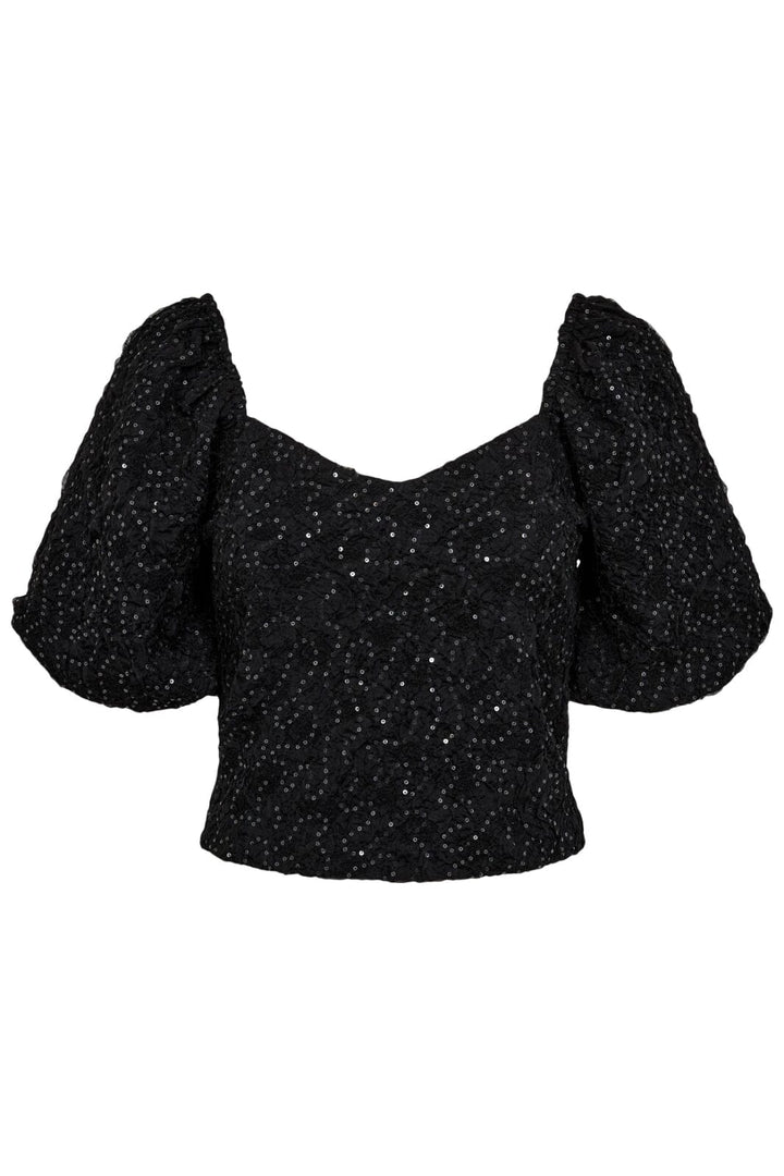 Haute L'Amitié - Dazzy Crease Sequin Top HL10379 - Black Toppe 