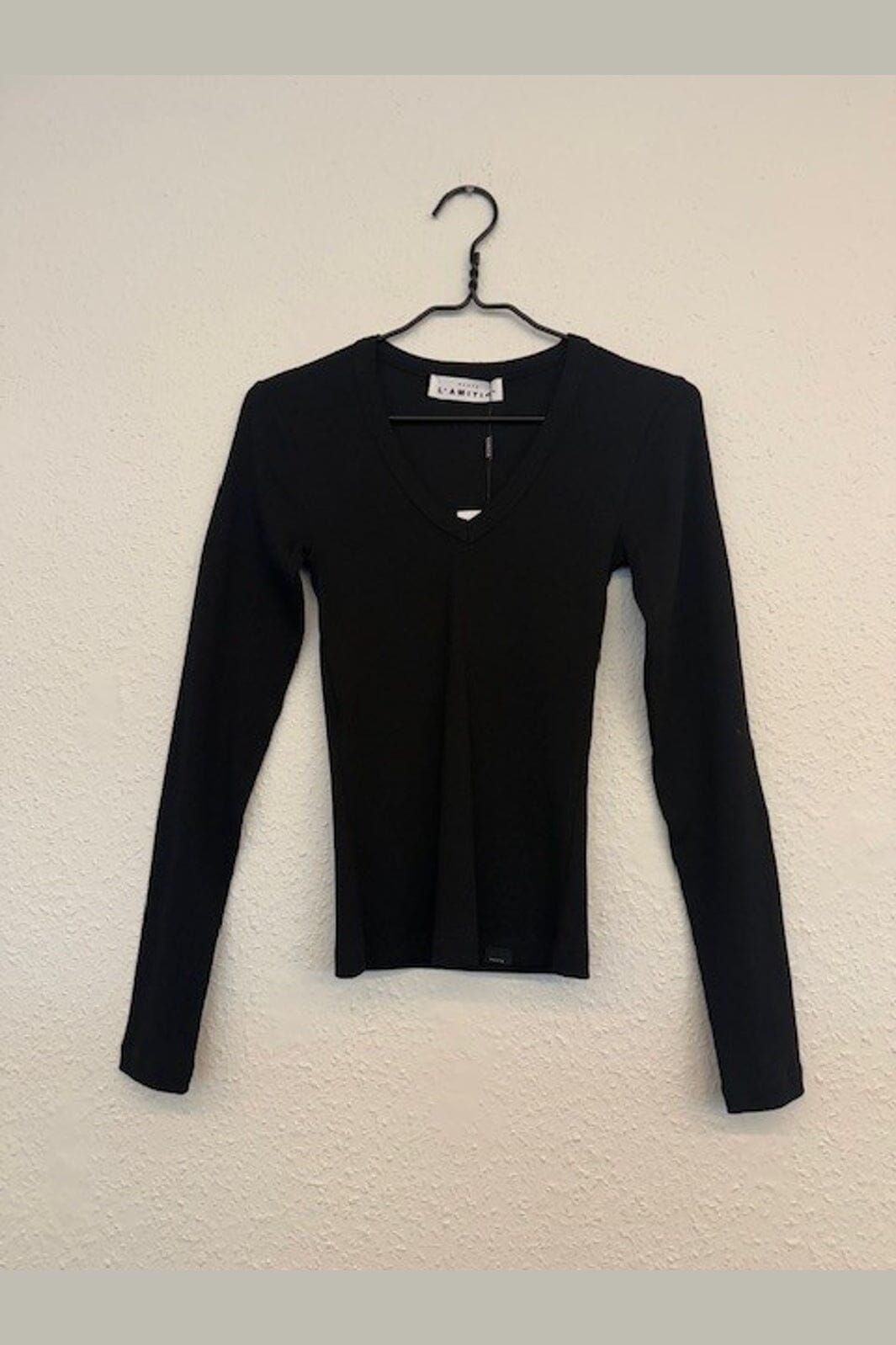 Haute L'Amitié - Deep V Ls Rib Tee HL10822 - Black