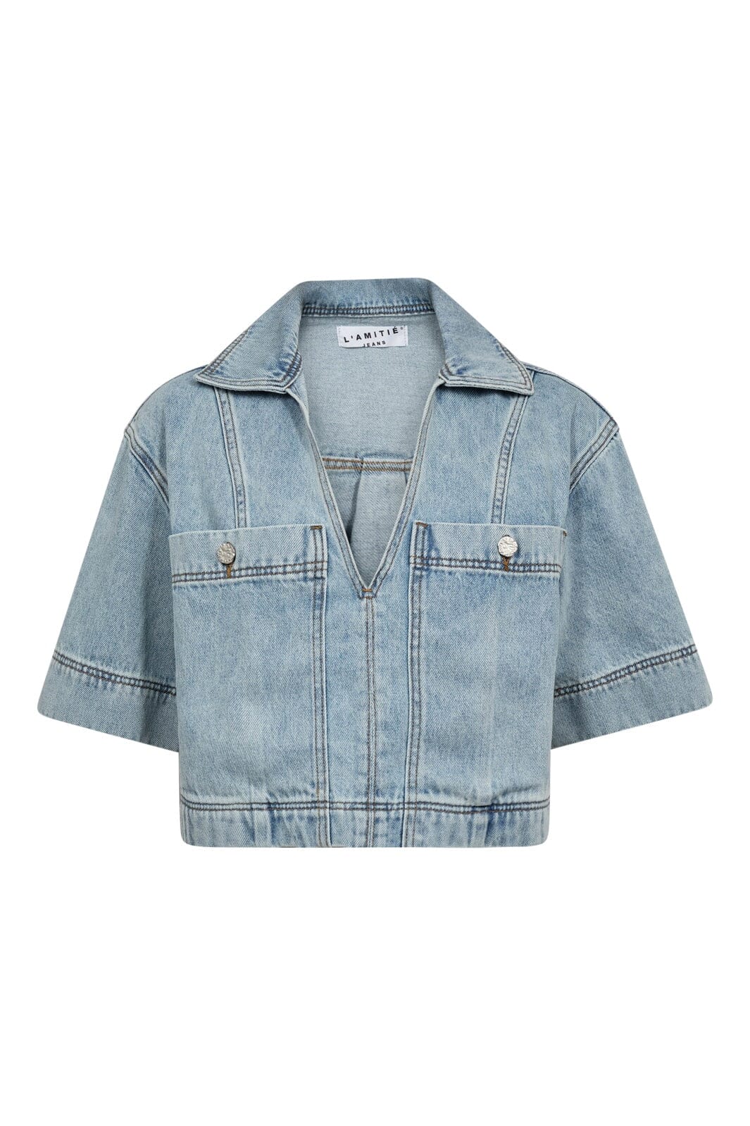 Haute L'Amitié - Drew Denim Top HL10626 - Bleached Denim