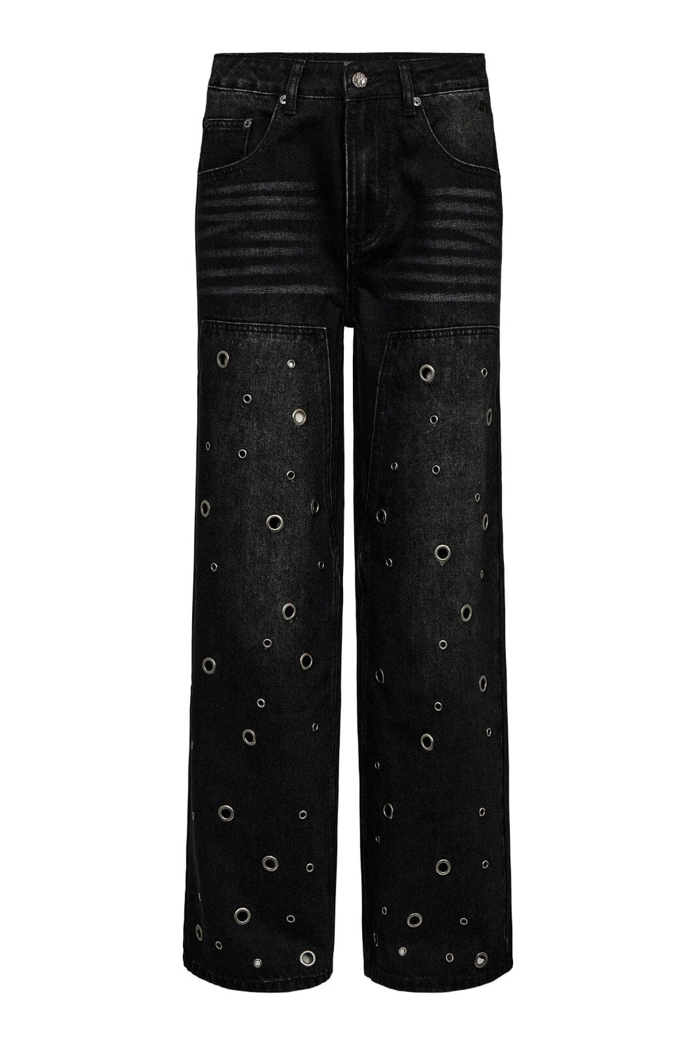 Haute L'Amitié - Eyelet Patch Jeans HL10337 - Black Jeans 