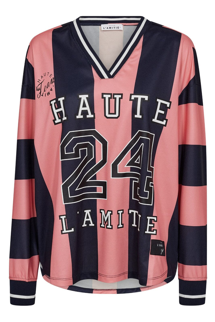Haute L'Amitié - Hl24 Stripe Football Blouse HL10484 - Navy/Pink Bluser 