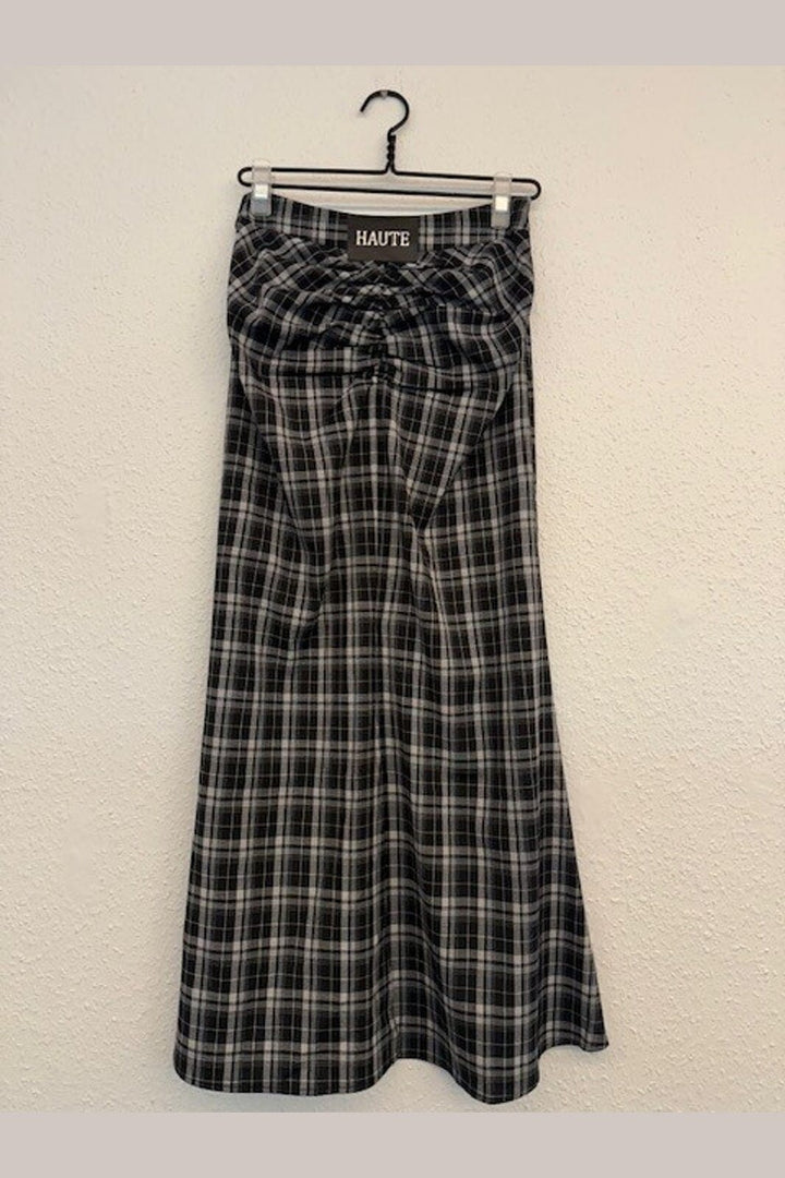 Haute L'Amitié - Iris Gather Check Skirt HL10855 - Black Check