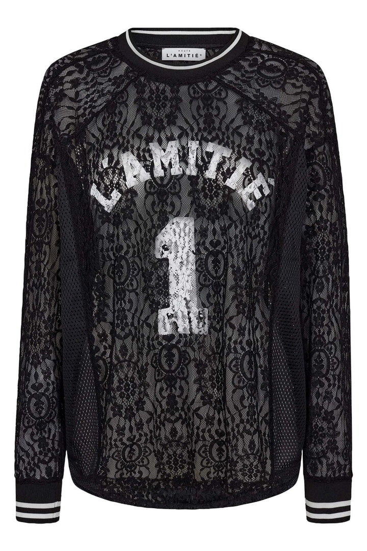 Haute L'Amitié - Lace Ls Football Blouse HL10471 - Black Bluser 