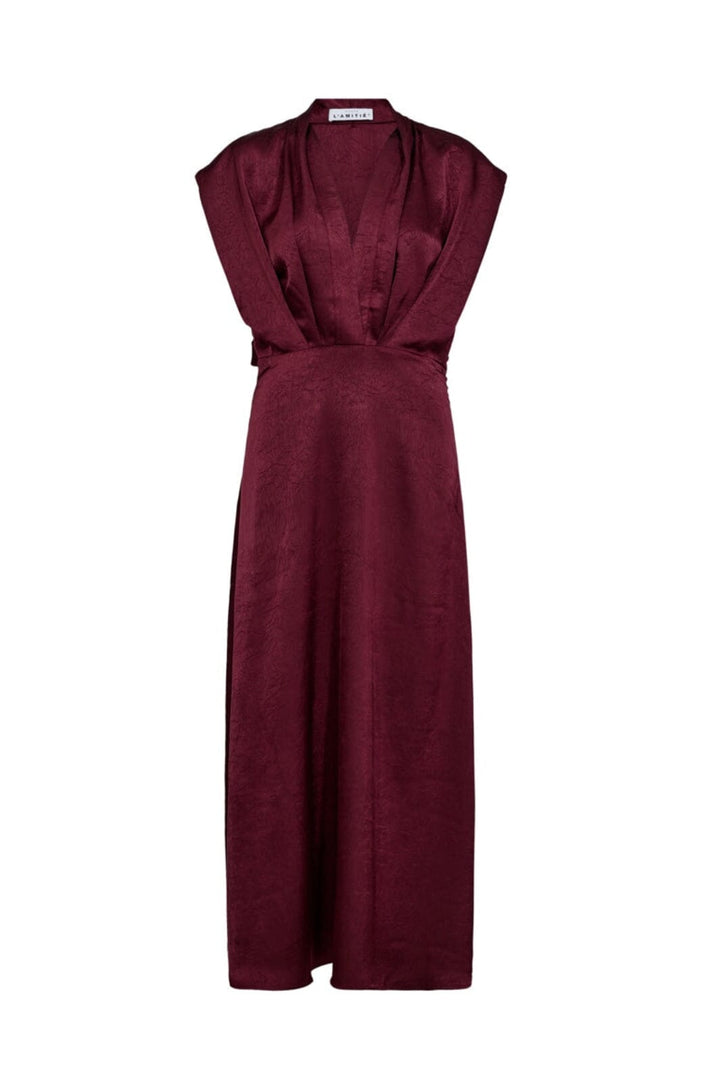 Haute L'Amitié - L'Egance Satin Drape Dress HL10042 - Amarone
