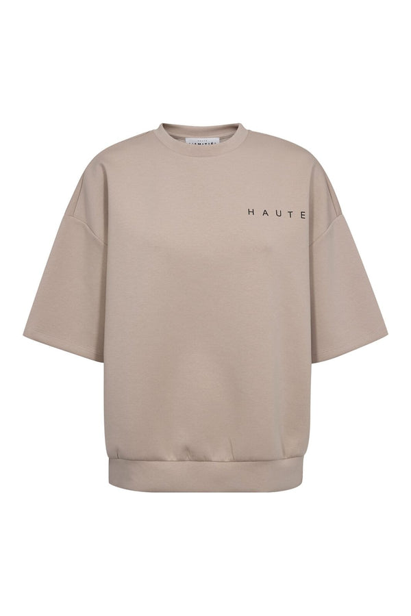 HAUTE L'AMITIE Maxi Split SS Logo Sweat Beige main image 0