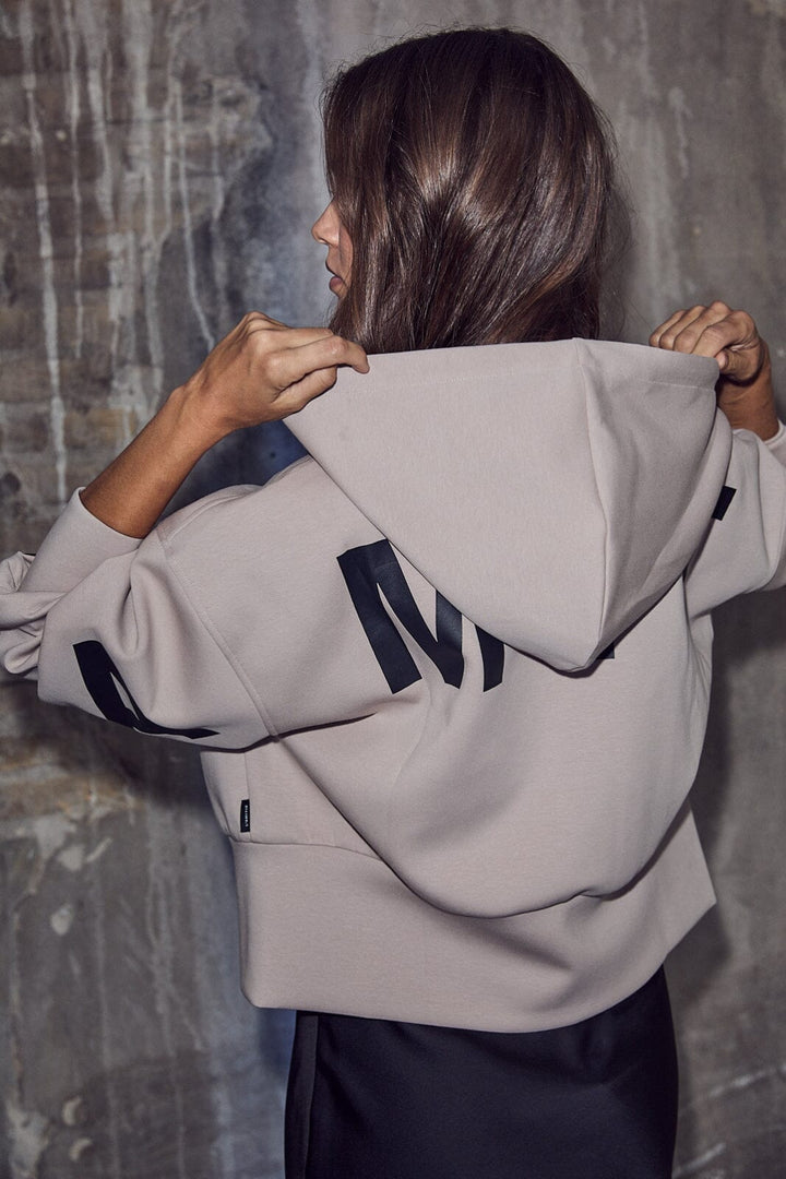 Haute L'Amitié - Maxi Split Zip Hoodie HL10523 - Beige Sweatshirts 