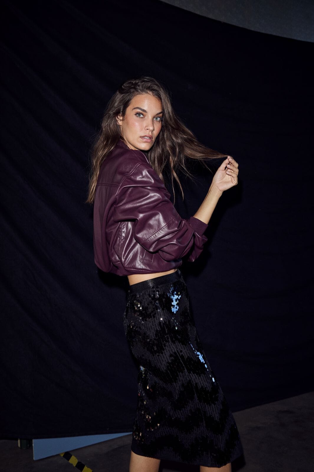 Haute L'Amitié - Mirror Sequin Pencil Skirt Hl10958 - Black Nederdele 