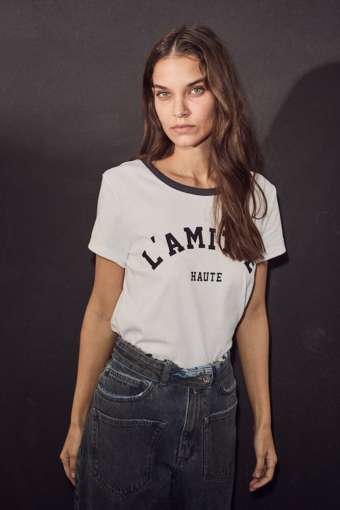 Haute L'Amitié - Neckline Logo Tee HL10006 - White/Ink T-shirts 