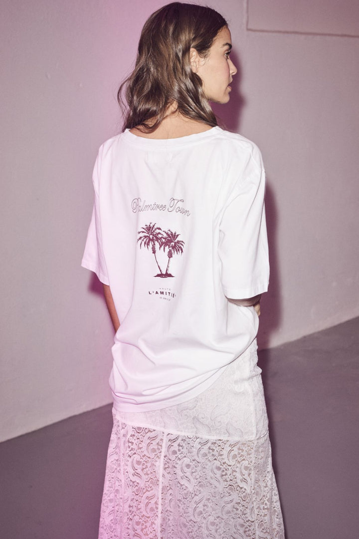 Haute L'Amitié - Palm Town Loose Tee HL10130 - White T-shirts 