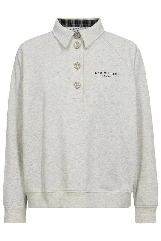 Haute L'Amitié - Polo Logo Sweat HL10034 - Pearl Melange Sweatshirts 