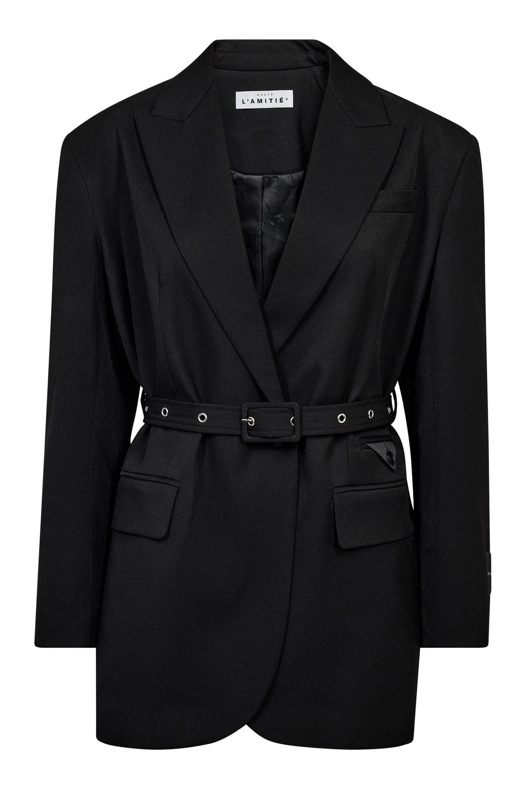 Haute L'Amitié - Premiere Oversize Belt Blazer HL10706 - Black Blazere 