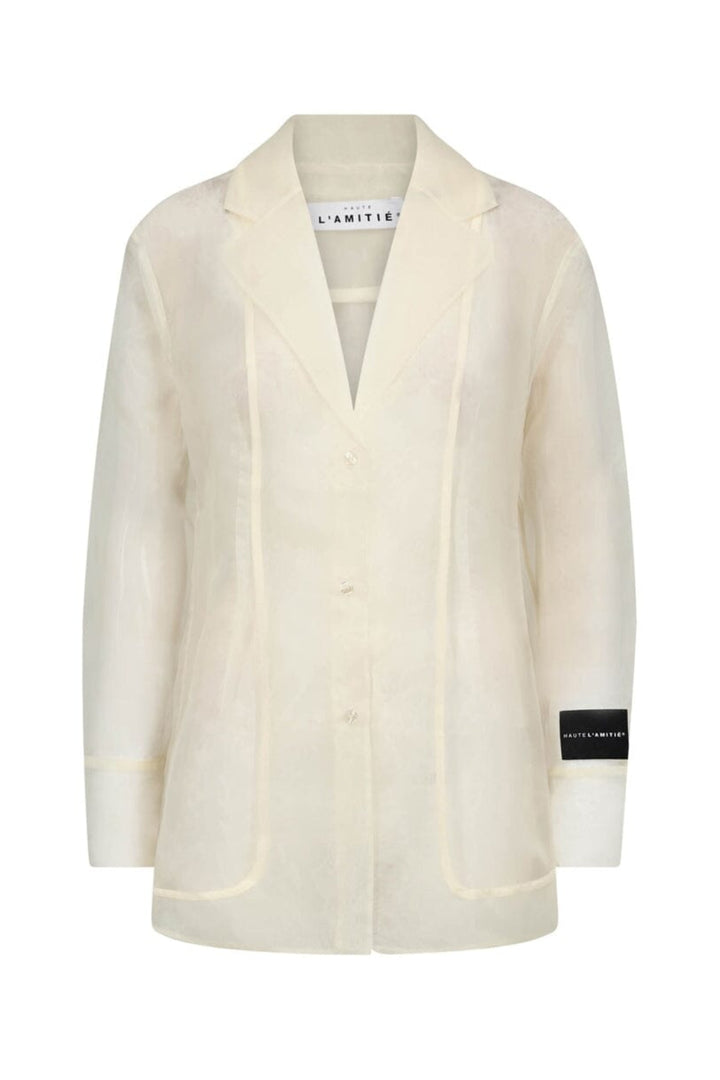 Haute L'Amitié - Ring Organza Blazer Shirt HL10632 - Pale Yellow