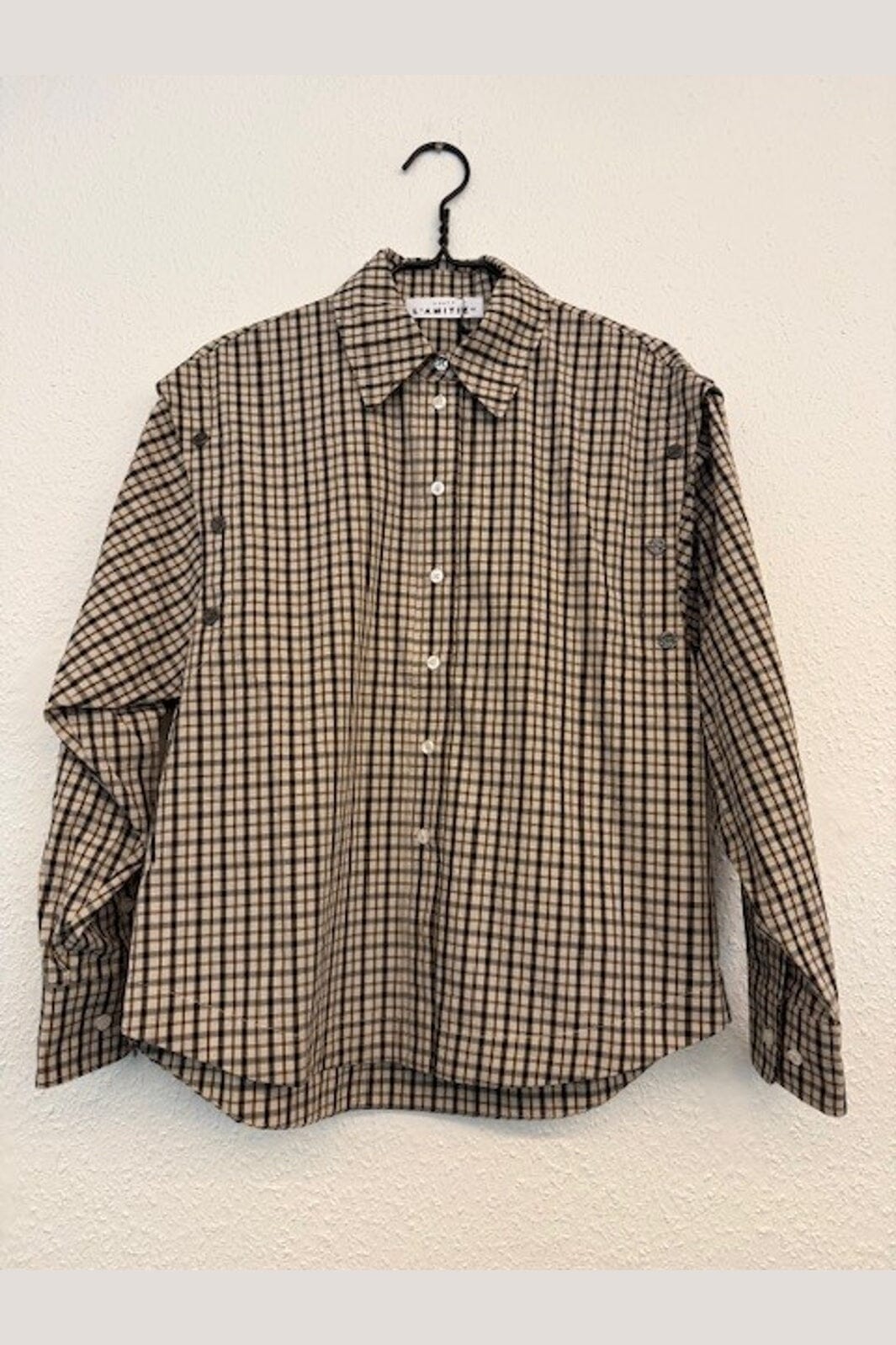 Haute L'Amitié - Ruby Check Button Sleeve Shirt HL10834 - Mocca/Beige Check