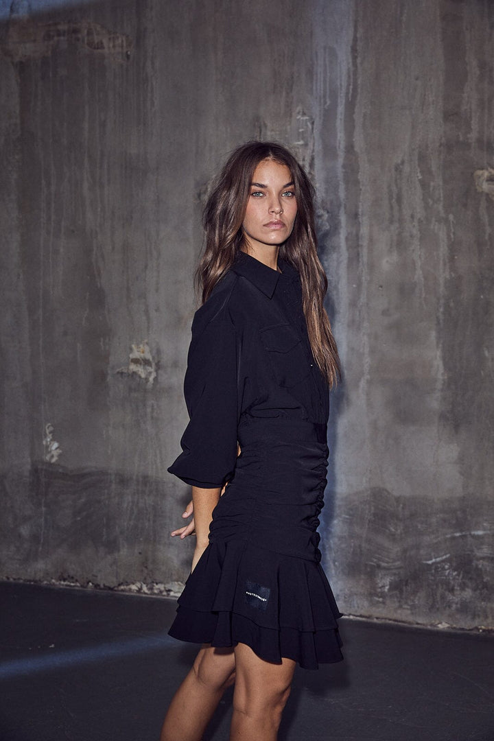 Haute L'Amitié - Satari Gather Shirt Dress HL10501 - Black Kjoler 