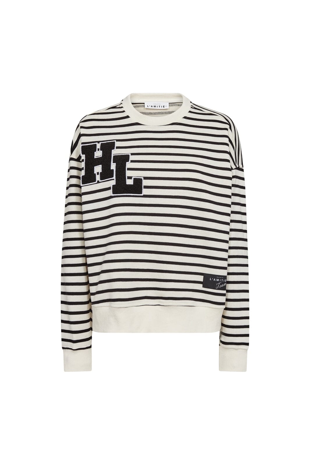 Haute L'Amitié - Stripe Application Sweat HL10455 - Offwhite Black