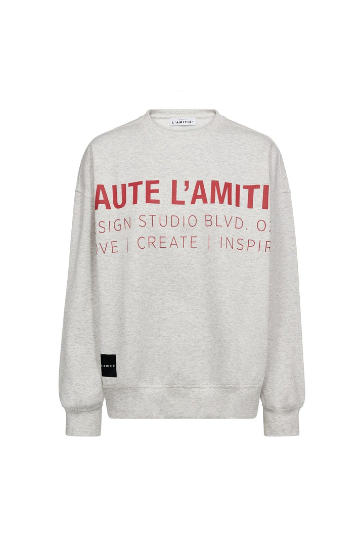 Haute L'Amitié - Studio Logo Sweat HL10446 - Pearl Melange /Red