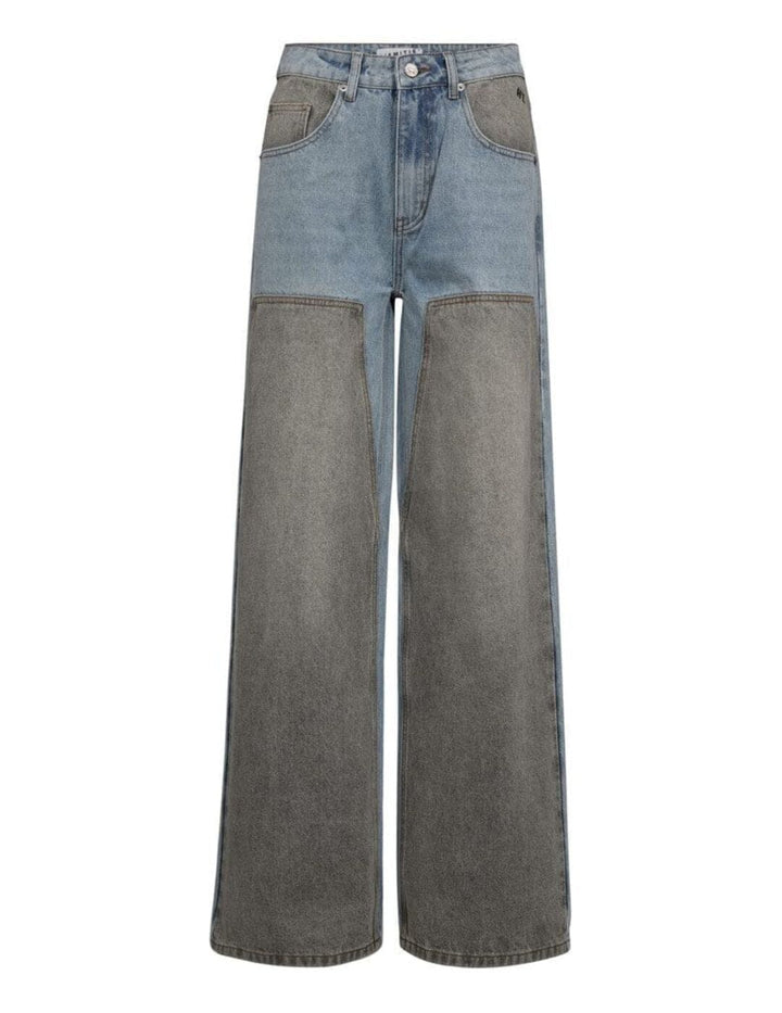 Haute L'Amitié - Two-Tone Patch Jeans HL10377 - Blue/Grey Mix Jeans 