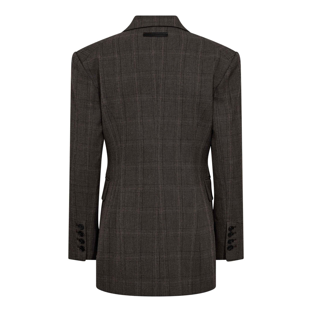 Haute L'Amitié - Waist Fit Check Blazer HL10844 - Mocca Blazere 