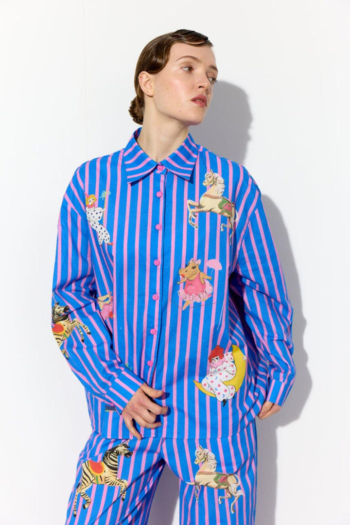 Hunkøn - Cosmia Shirt 26530 - Blue Showstopper Art Print Skjorter 