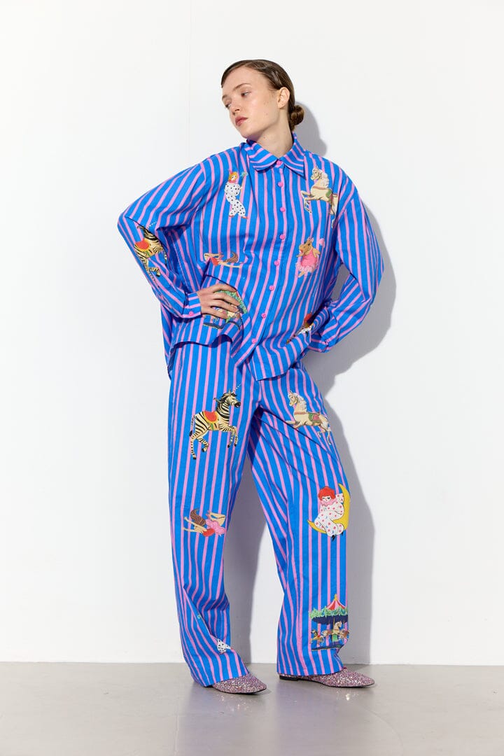 Hunkøn - Cosmia Trousers 26531 - Blue Showstopper Art Print Bukser 