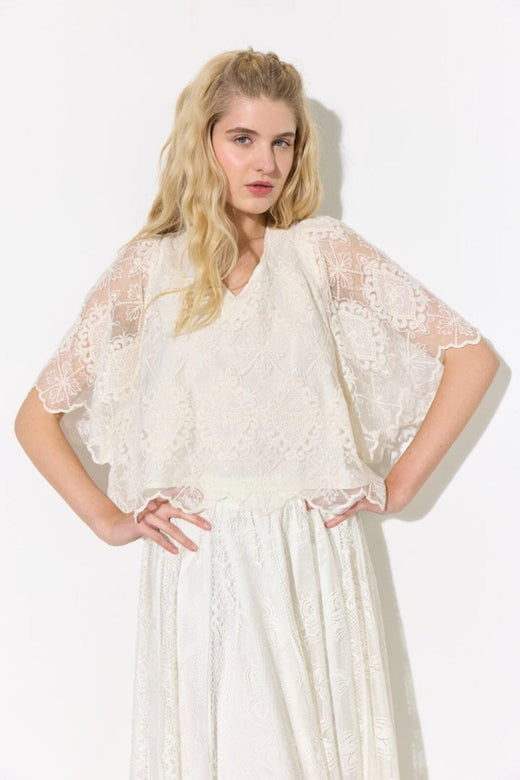 Hunkøn - Lulu Lace Blouse 26311 - Cream Lace Bluser 