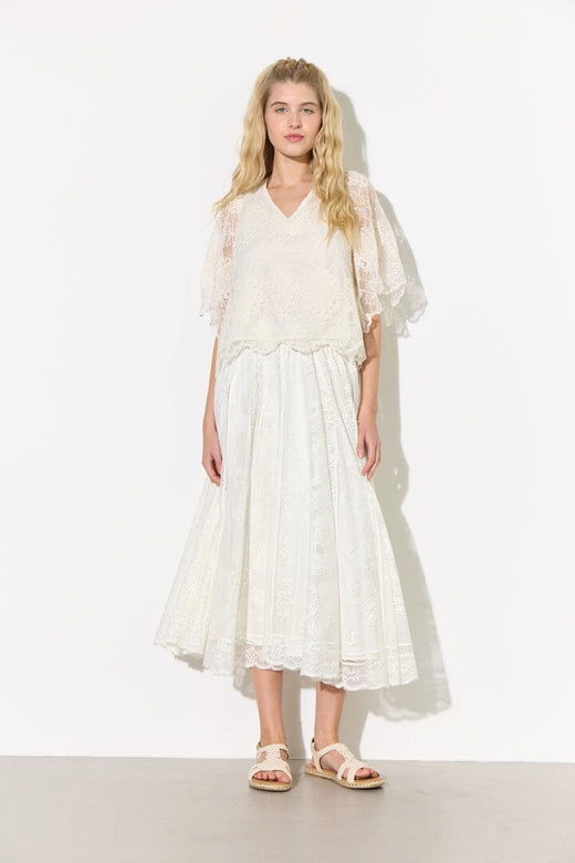 Hunkøn - Lulu Lace Blouse 26311 - Cream Lace Bluser 