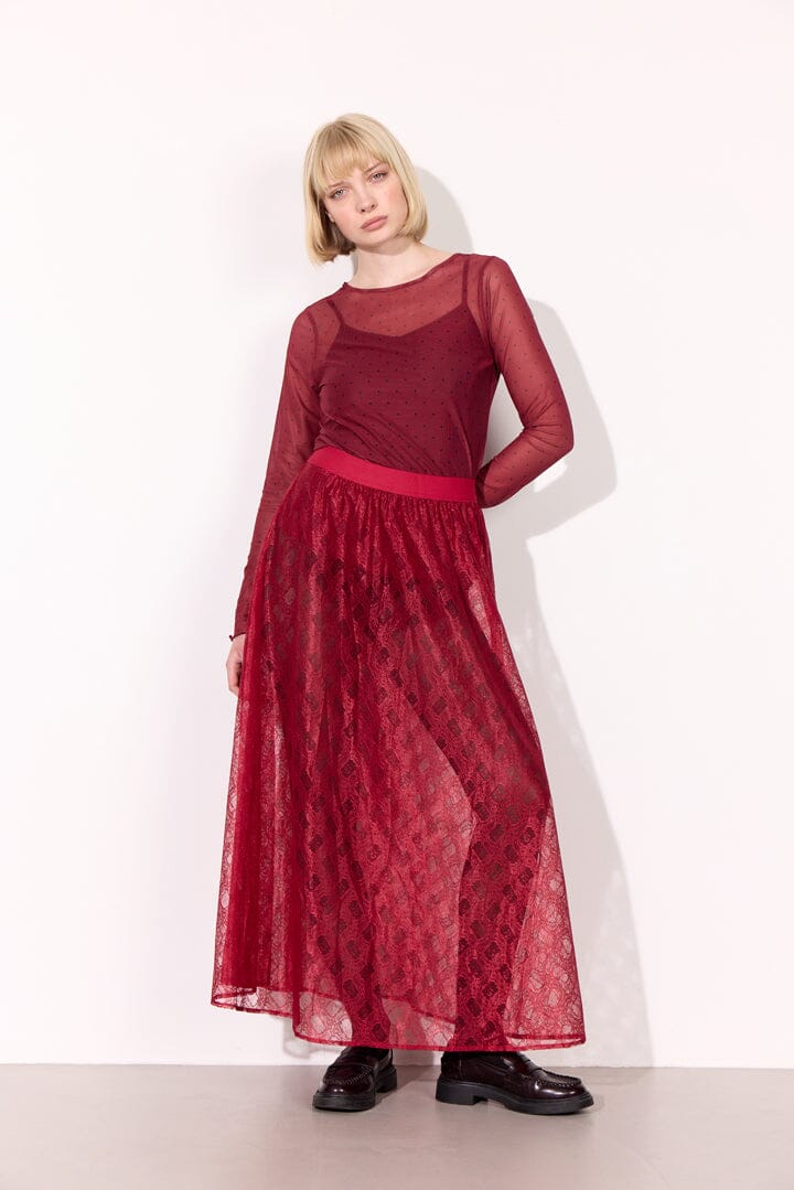 Hunkøn - Tova Mesh Blouse 25935 - Zinfandel Bluser 