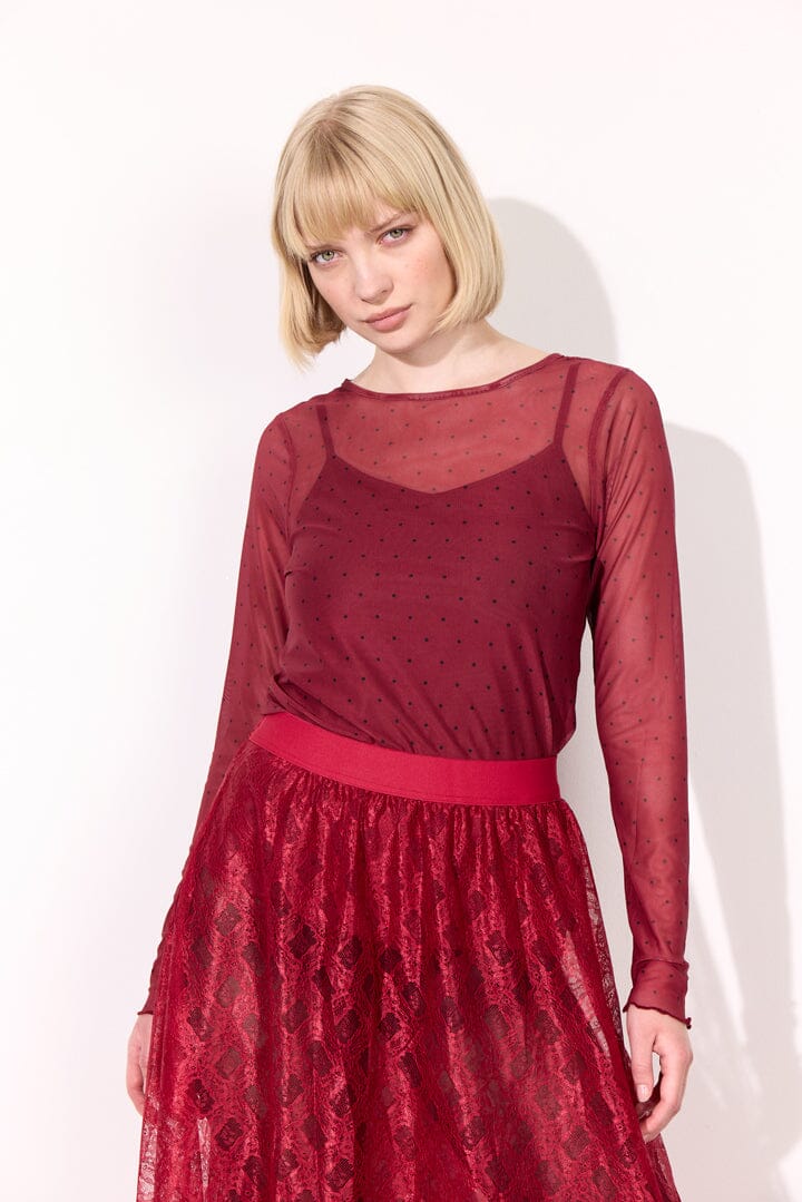 Hunkøn - Tova Mesh Blouse 25935 - Zinfandel Bluser 