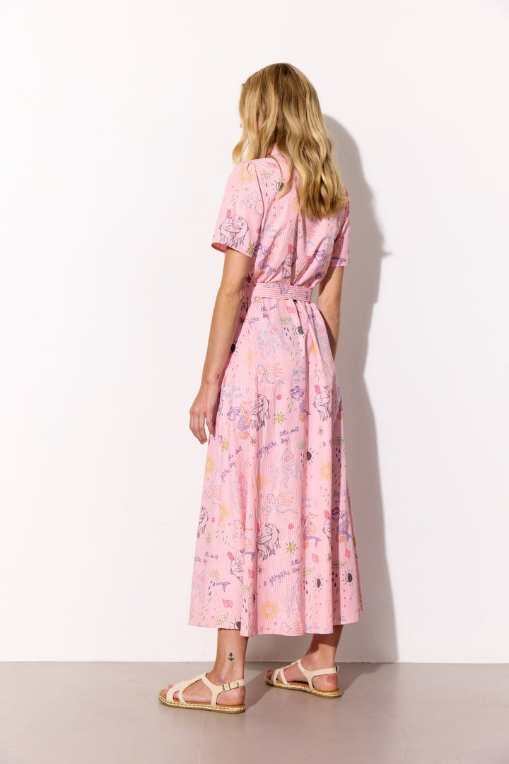 Hunkøn - Zoe Dress 26062 - Pink Sea Creatures Art Print Kjoler 