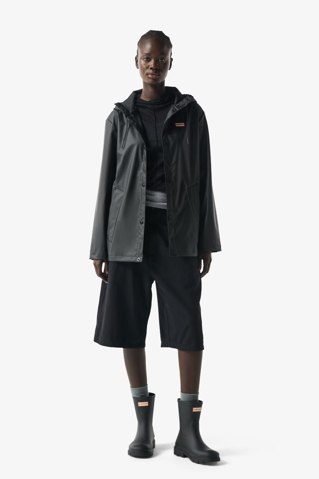 Hunter - Izzy Pu Hooded Jacket Haru0012251hb - Black Regnjakker 