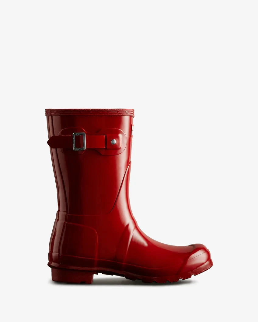 Hunter - Womens Original Short Gloss Boot Wfs1000rglmlr - Military Red Gummistøvler 