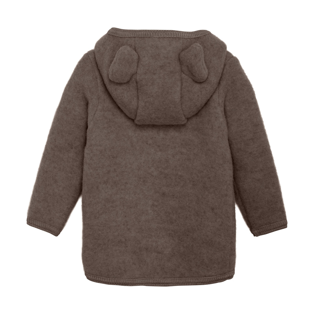 Huttelihut - Jacket Ears Wool Fleece (M) - Dark Brown Melange Fleece jakker 