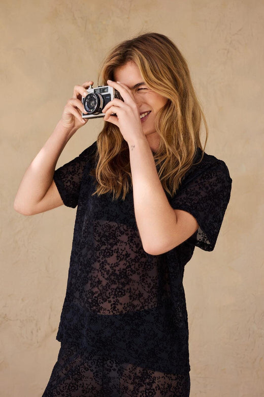 Hype The Detail - Lace Tee, Slim 852-2 - 9 - Black T-shirts 