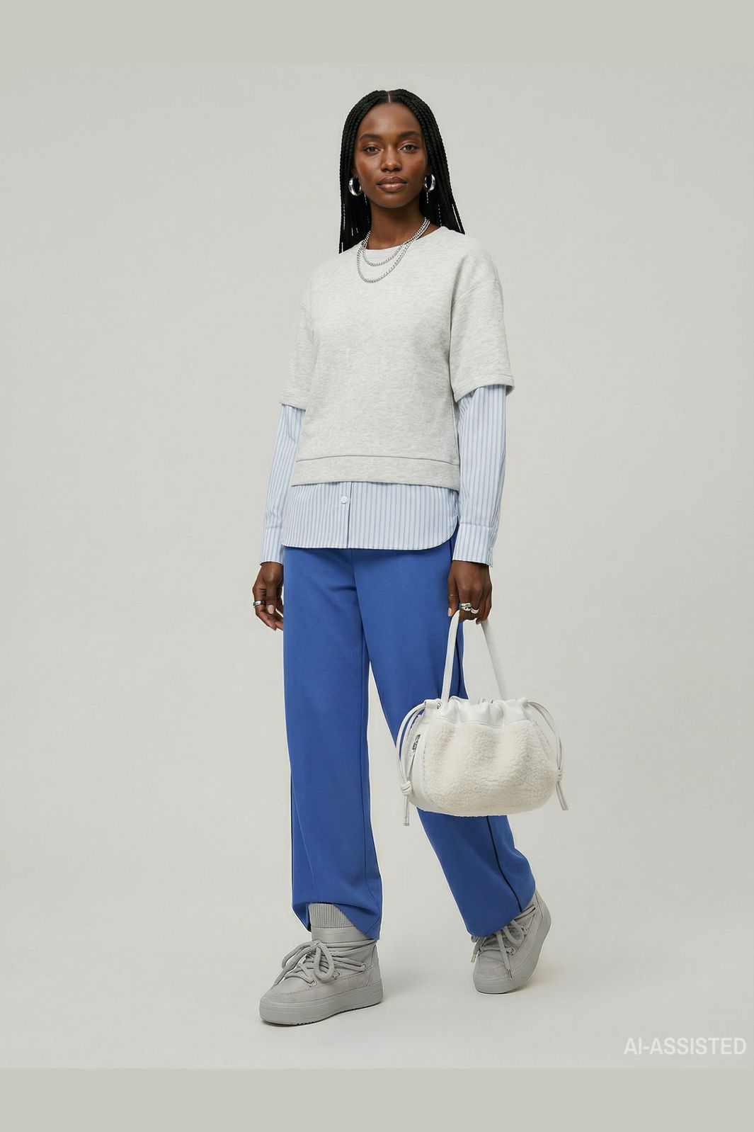 Hypedrop - Hdyulia Shirt Mix Sweat 32000591 - 5140142 - Light Grey Melange